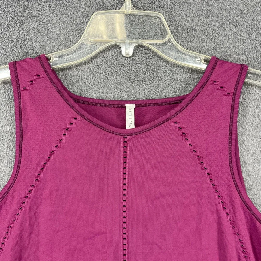 Athleta‎ Tank Top Womens Medium Purple Seamless Pointelle Split Back Activewear